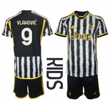 Juventus Dusan Vlahovic #9 Hjemmedraktsett Barn 2023-24 Kortermet (+ korte bukser)